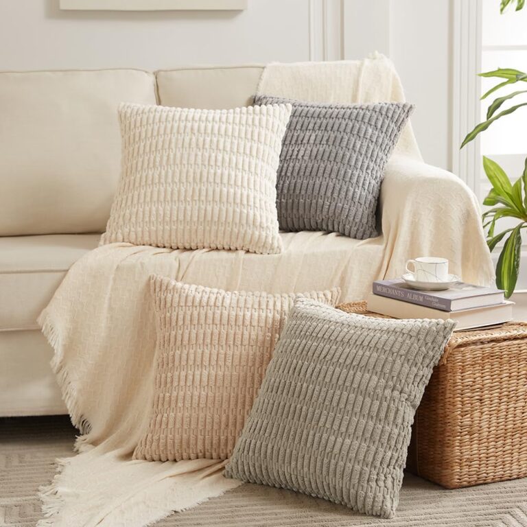 The Fancy Homi 4 Packs Neutral Decorative Throw Pillow Covers